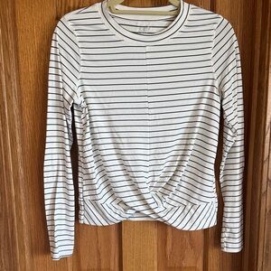 Old Navy White and Navy Striped Long Sleeve Tee